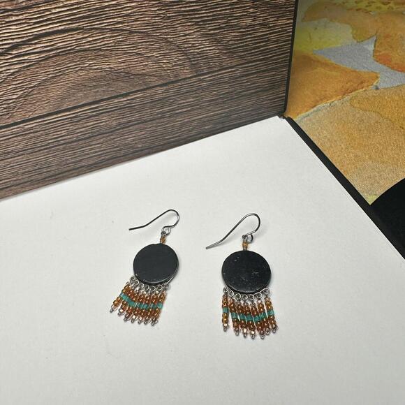 Native American Indigenous Style Dreamcatcher Dangle Drop Pierced Earrings - Picture 6 of 7